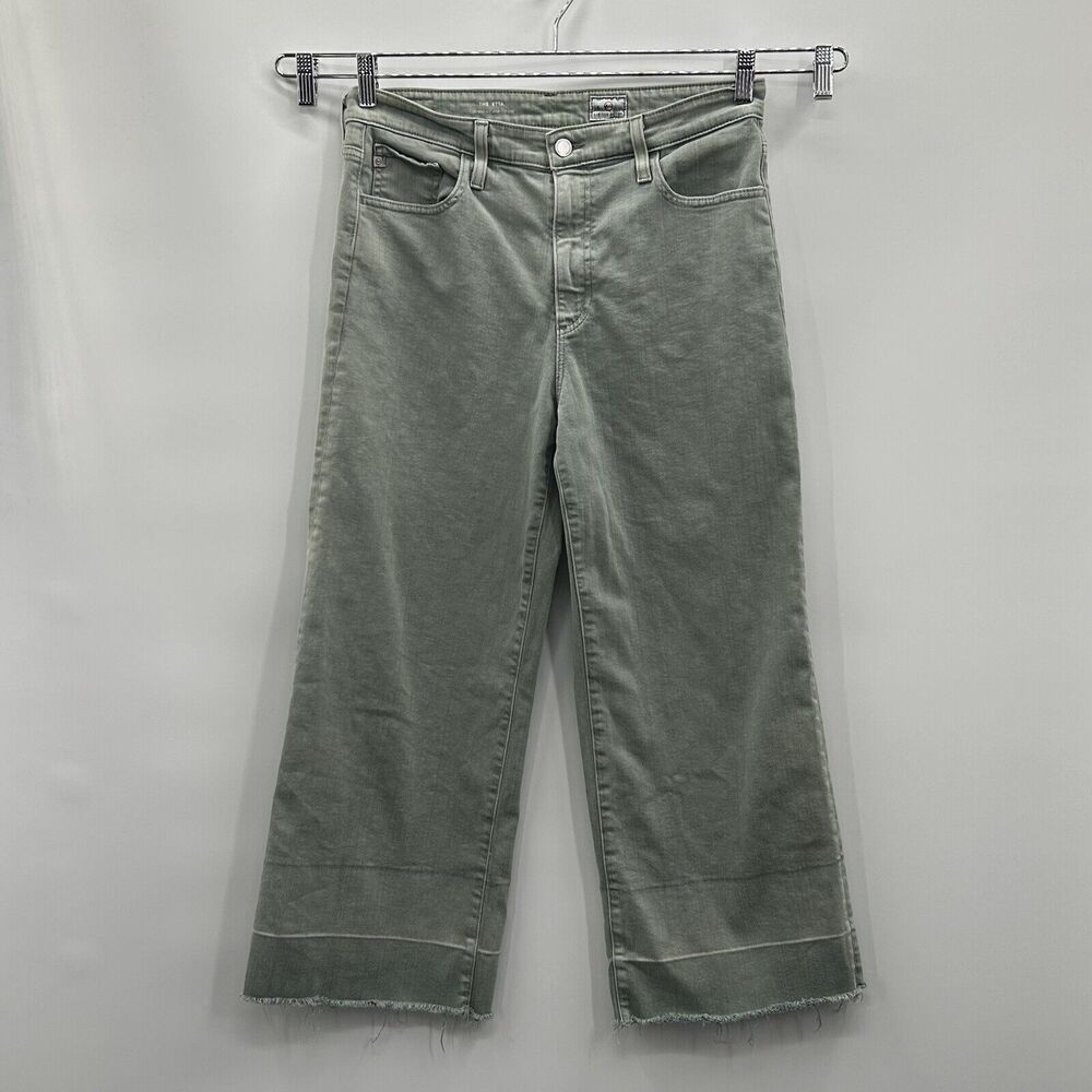 AG The Etta High Waisted‎ Wide Leg Crop Jeans Women’s 31 (32/25) Sage Green